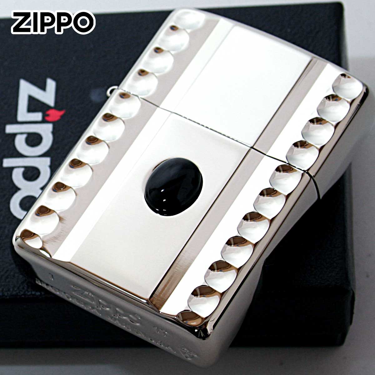 Zippo ジッポー アーマー オニキス 天然石 ネオブラック NC加工 両面加工 ARMOR NC両面彫刻 天然石貼り オニキス Neo Black NC-Onyx WN