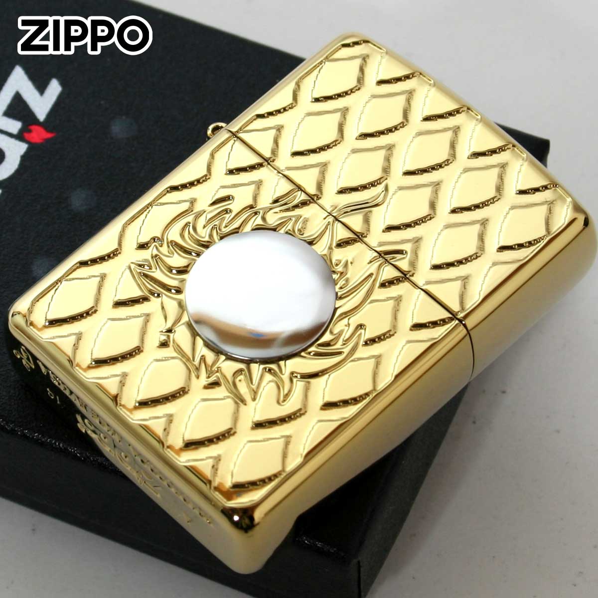 Zippo ジッポー アーマー 龍玉 シェル インレイ 象嵌 チタニュームコーティング ステンレスメタル ryugyoku ゴールドタンク 162TC-龍玉 Shell WH