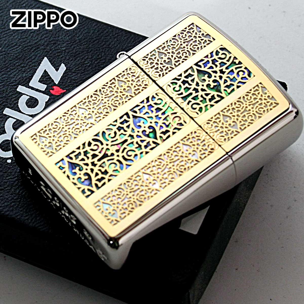 Zippo ジッポー アーマー シェル 貝 インレイ 象嵌 アラベスク
