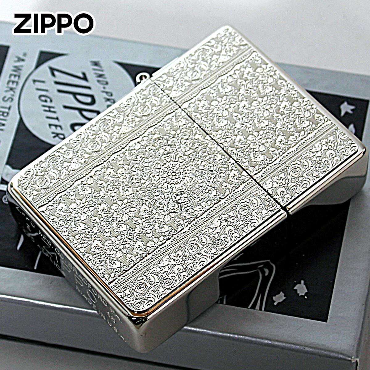 Zippo ジッポー 1935レプリカ ダマスク柄 シルバー ゴールド