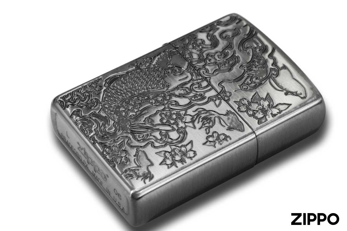 Zippo ジッポー 鯉と金魚 Carp and Goldfish ニッケル古美 メール便可