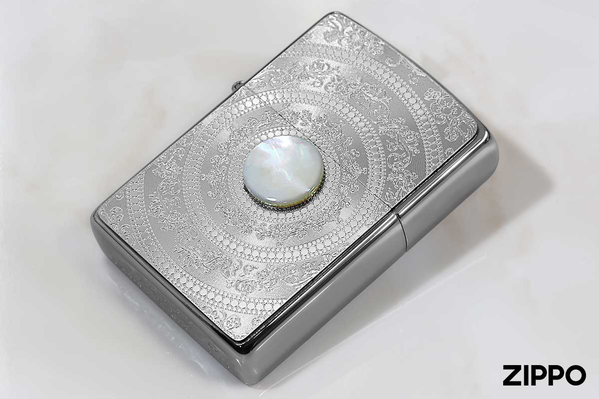 Zippo ジッポー Mother of Pearl 200 Flat Bottom Metal Paint Plate 白蝶貝 2MP-MoP WH メール便可