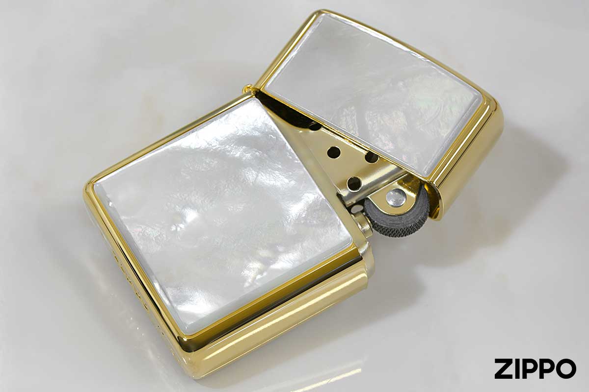 Zippo ジッポー ARMOR アーマー Mother of Pearl SOLID MoP 白蝶貝 Gold Plate G-tank