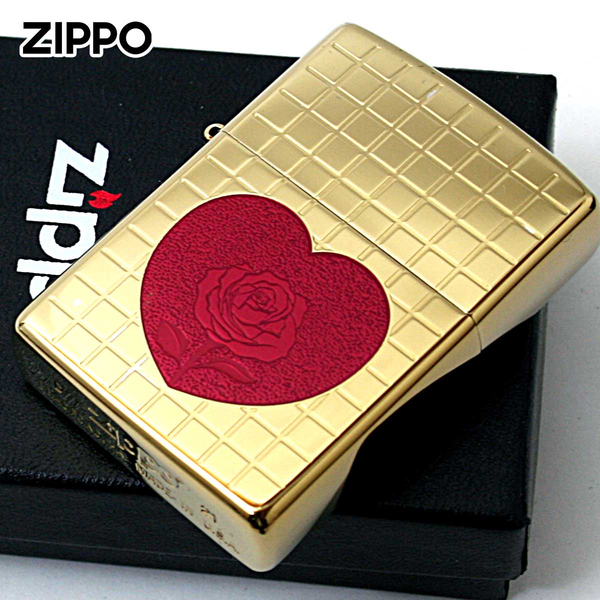 Zippo ジッポー ハート 薔薇 チタニュームコーティング ゴールド TITANIUM COATING Heart Rose Gold TC-G メール便可