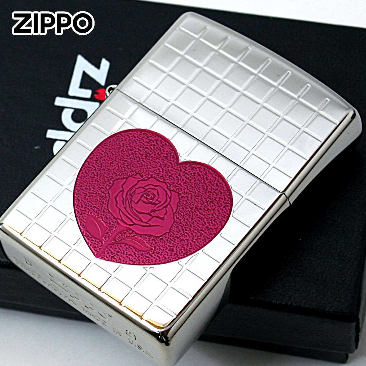 Zippo ジッポー ハート 薔薇 チタニュームコーティング シルバー TITANIUM COATING Heart Rose Silver TC-S メール便可