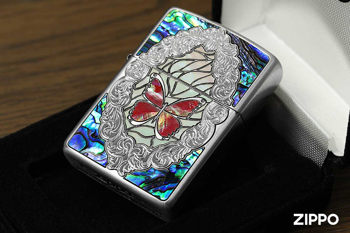 Zippo ジッポー Butterfly and Rose Antique Nickel RD