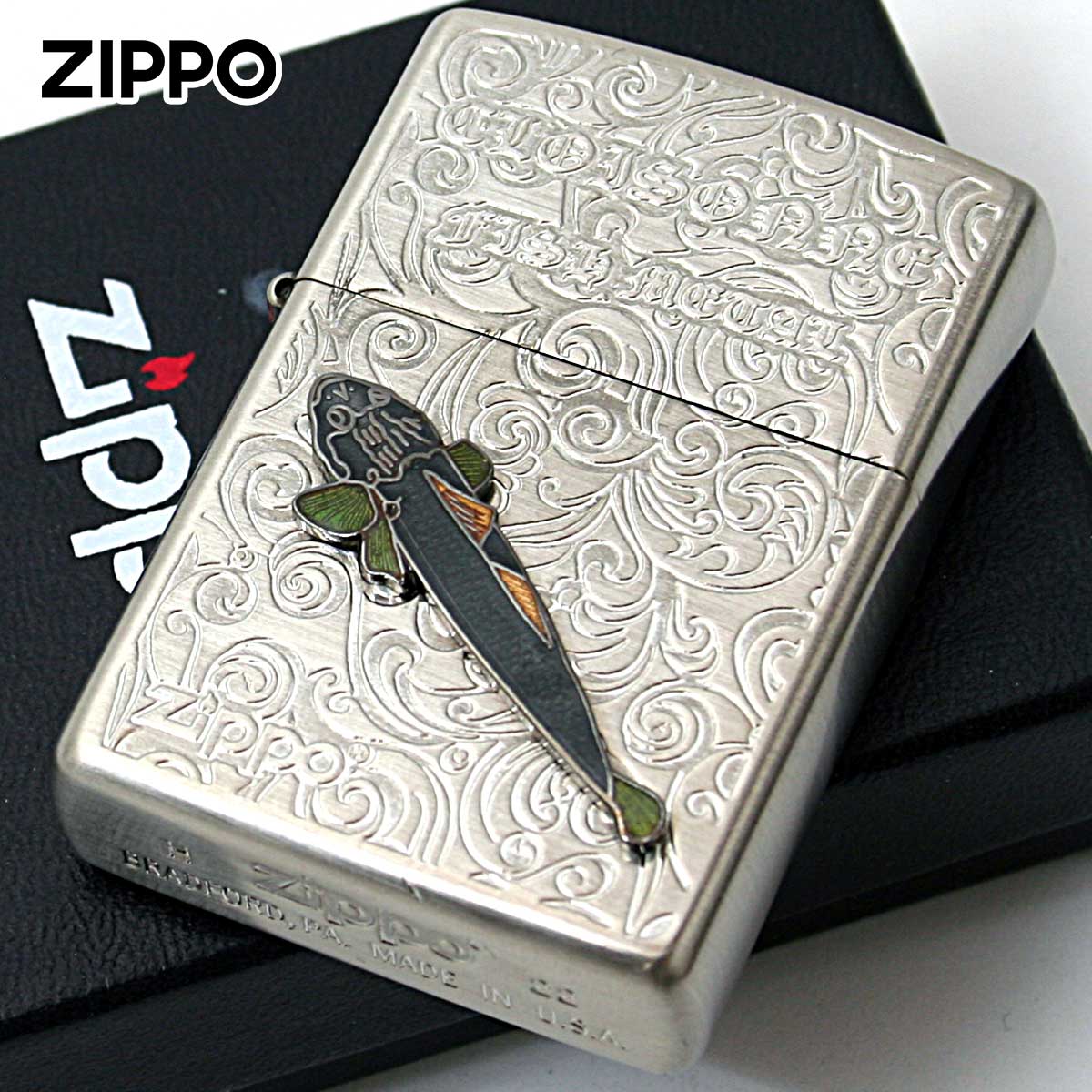 Zippo ジッポー マゴチ ヴィンテージ 七宝メタル 海水魚 Vintage Cloisonne fish metal Salt Water Fish AN-マゴチ