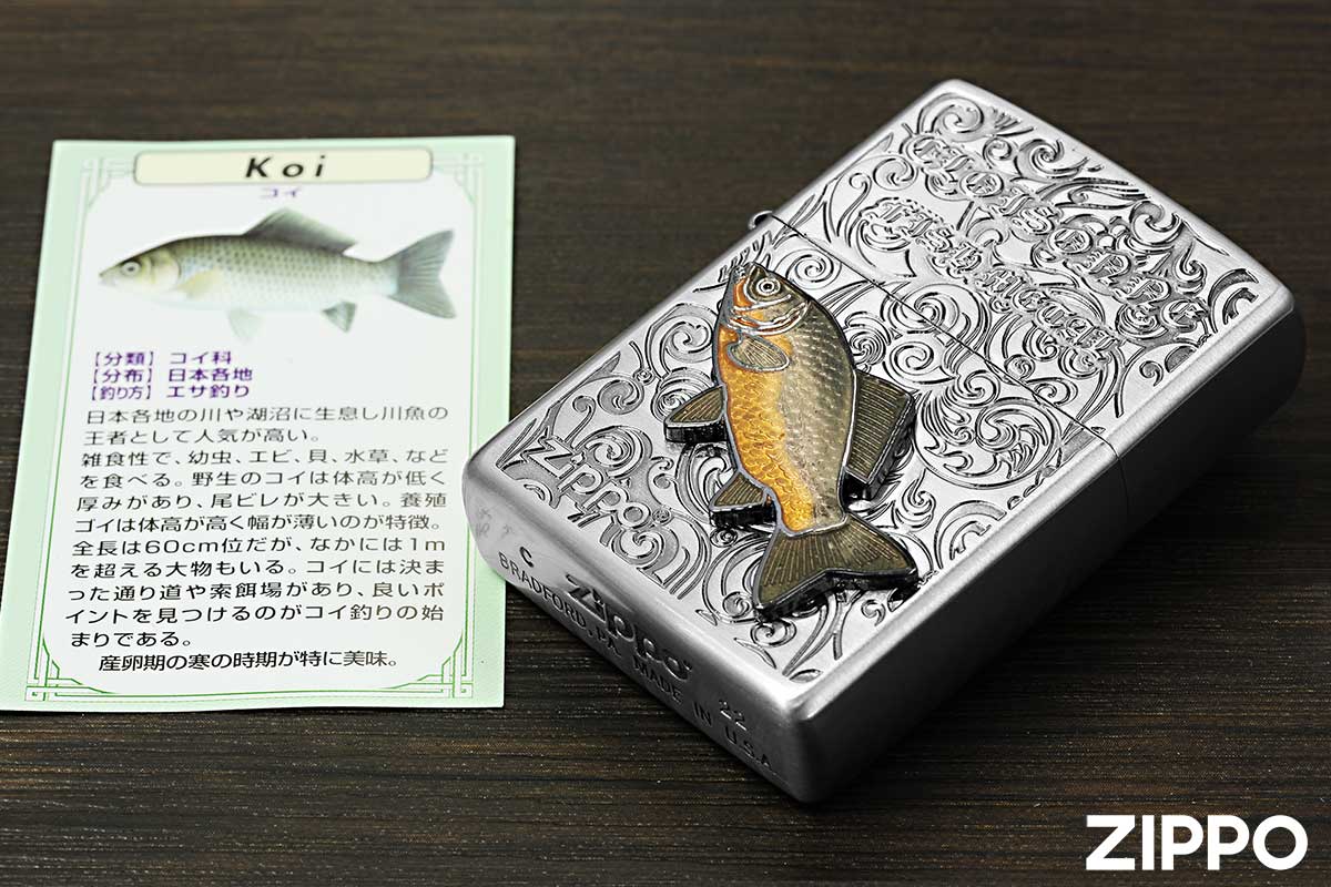 Zippo ジッポー Vintage Cloisonne fish metal Fresh Water Fish ヴィンテージ 七宝メタル AN-コイ メール便可
