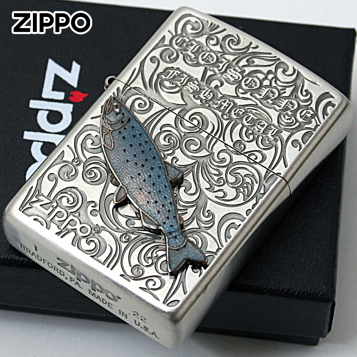 Zippo ジッポー コーホーサーモン ヴィンテージ 七宝メタル 淡水魚 Vintage Cloisonne fish metal Fresh Water Fish AN-コーホーサーモン