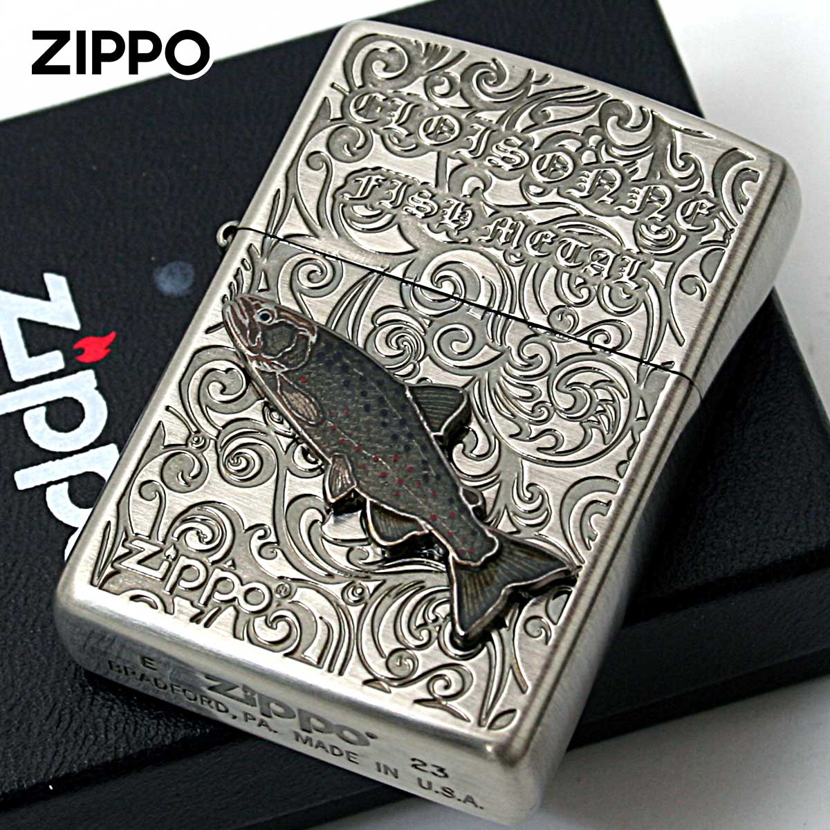 Zippo ジッポー サツキマス ヴィンテージ 七宝メタル 淡水魚 Vintage Cloisonne fish metal Fresh Water Fish AN-サツキマス