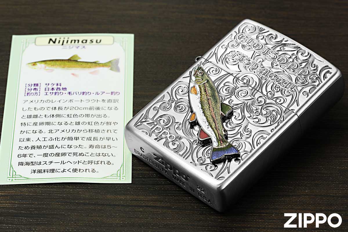 Zippo ジッポー Vintage Cloisonne fish metal Fresh Water Fish ヴィンテージ 七宝メタル AN-ニジマス メール便可