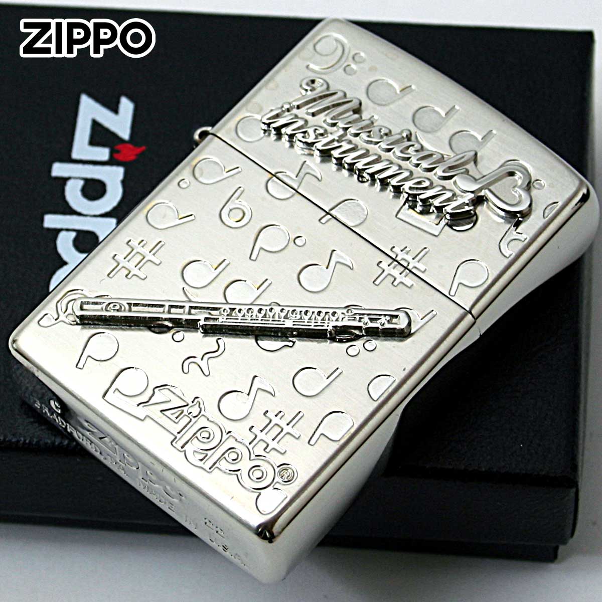Zippo ジッポー フルート 楽器 メタル Musical instrumet White Nickel SATIN WNS-フルート