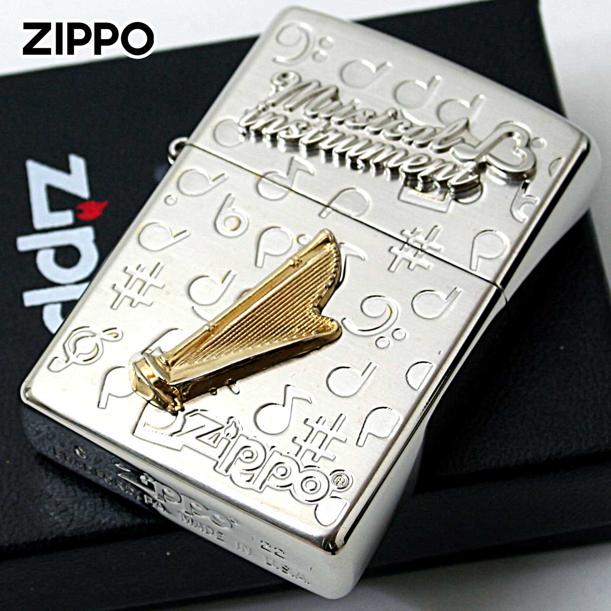 Zippo ジッポー ハープ 楽器 メタル Musical instrumet White Nickel SATIN WNS-ハープ