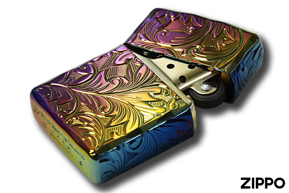 Zippo ジッポー 5面立体彫刻 5NC-LEAF チタニュームコーティング レインボー TC RAINBOW