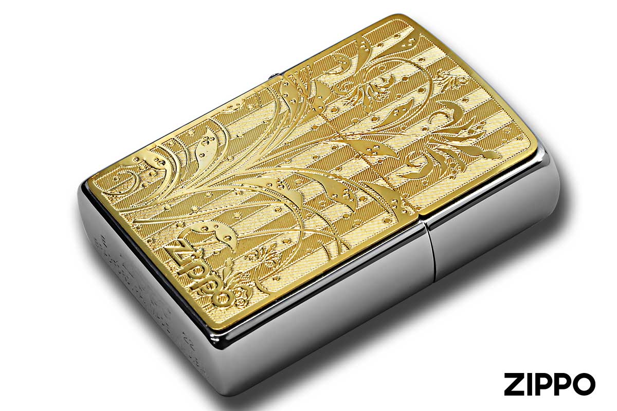Zippo ジッポー 200 Metal Gold Plate 真鍮板メタル ゴールドプレート 2MP-アラベスクA GP メール便可