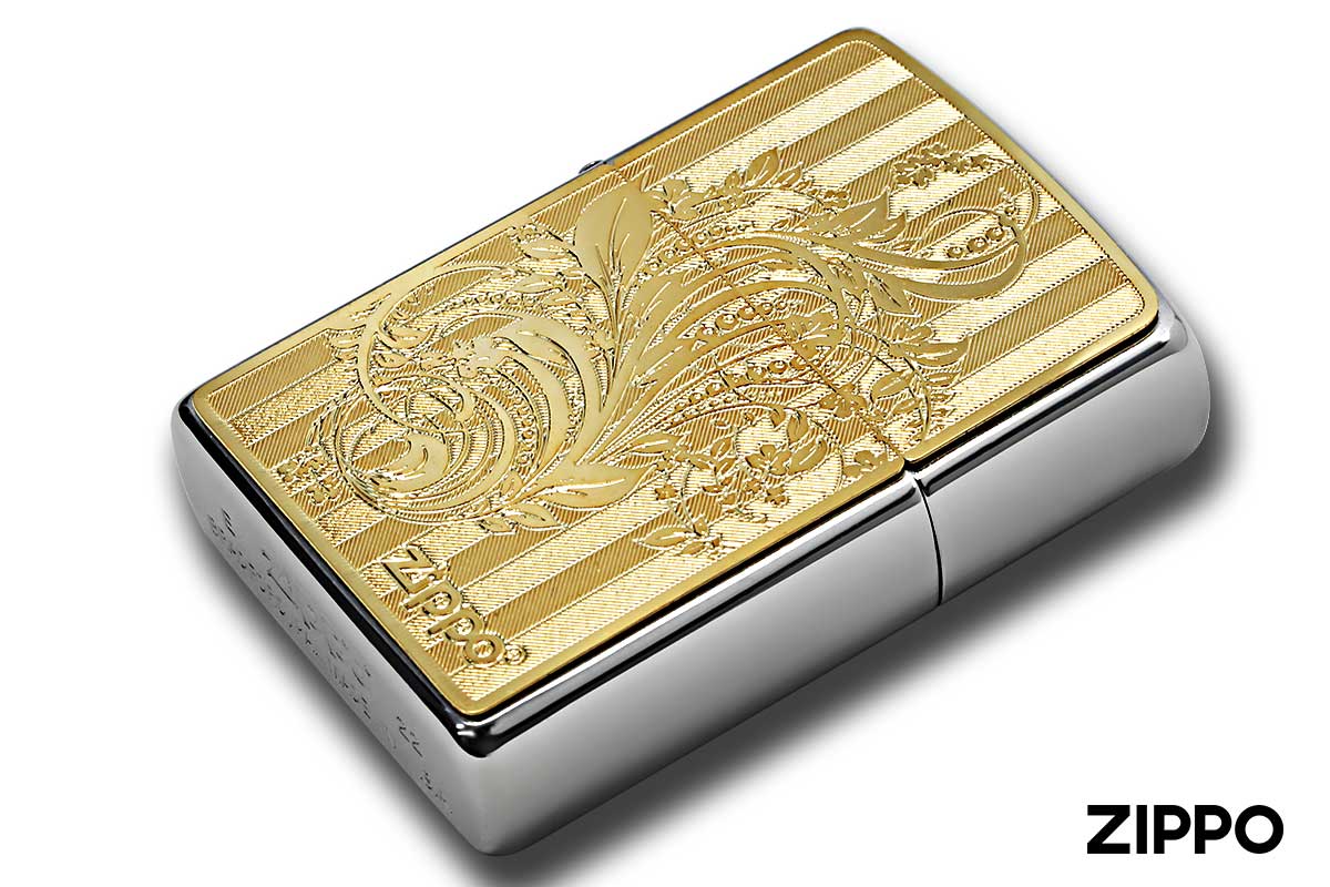 Zippo ジッポー 200 Metal Gold Plate 真鍮板メタル ゴールドプレート 2MP-アラベスクB GP メール便可