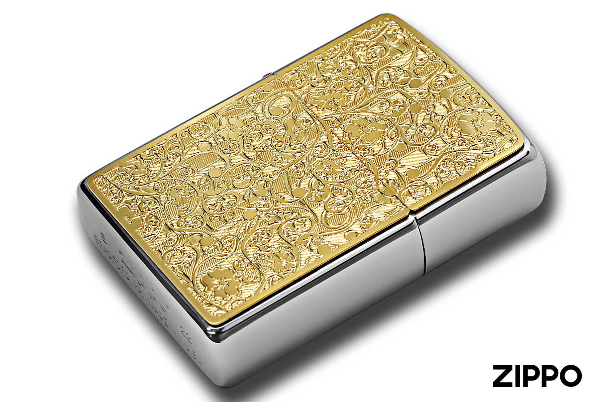Zippo ジッポー 200 Metal Gold Plate 真鍮板メタル ゴールドプレート 2MP-アラベスクC GP メール便可