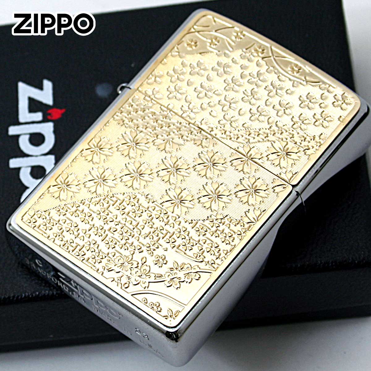 Zippo ジッポー 桜 さくら #200 ゴールドプレート ニッケルメッキ 2MP-桜 GP メール便可