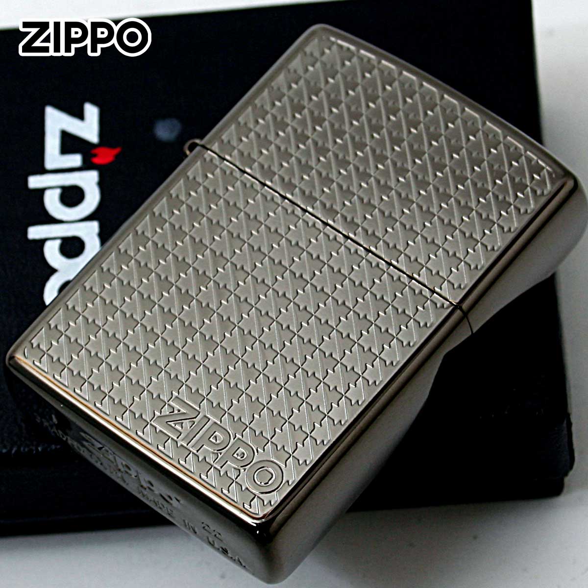Zippo ジッポー 千鳥格子 チタニュームコーティング ブラックグレイ Houndstooth Titanium Coationg TC-BlackGray メール便可