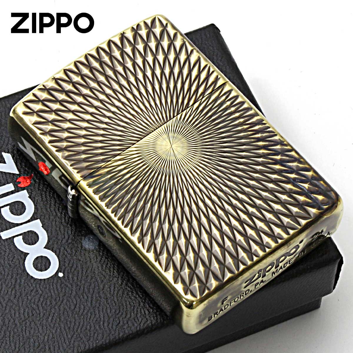 Zippo ジッポー アンティーク風 ユーズド ダイヤモンドカット 両面加工 A・DC B メール便可