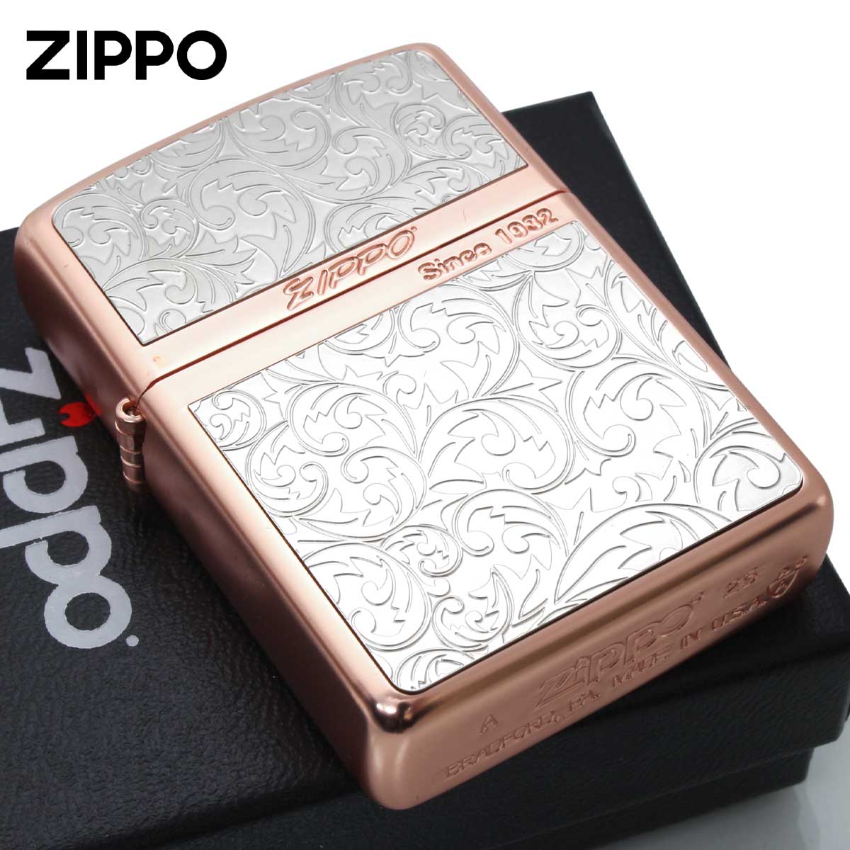 Zippo ジッポー ARMOR アーマー 唐草 アラベスク プレート ピンク Pk