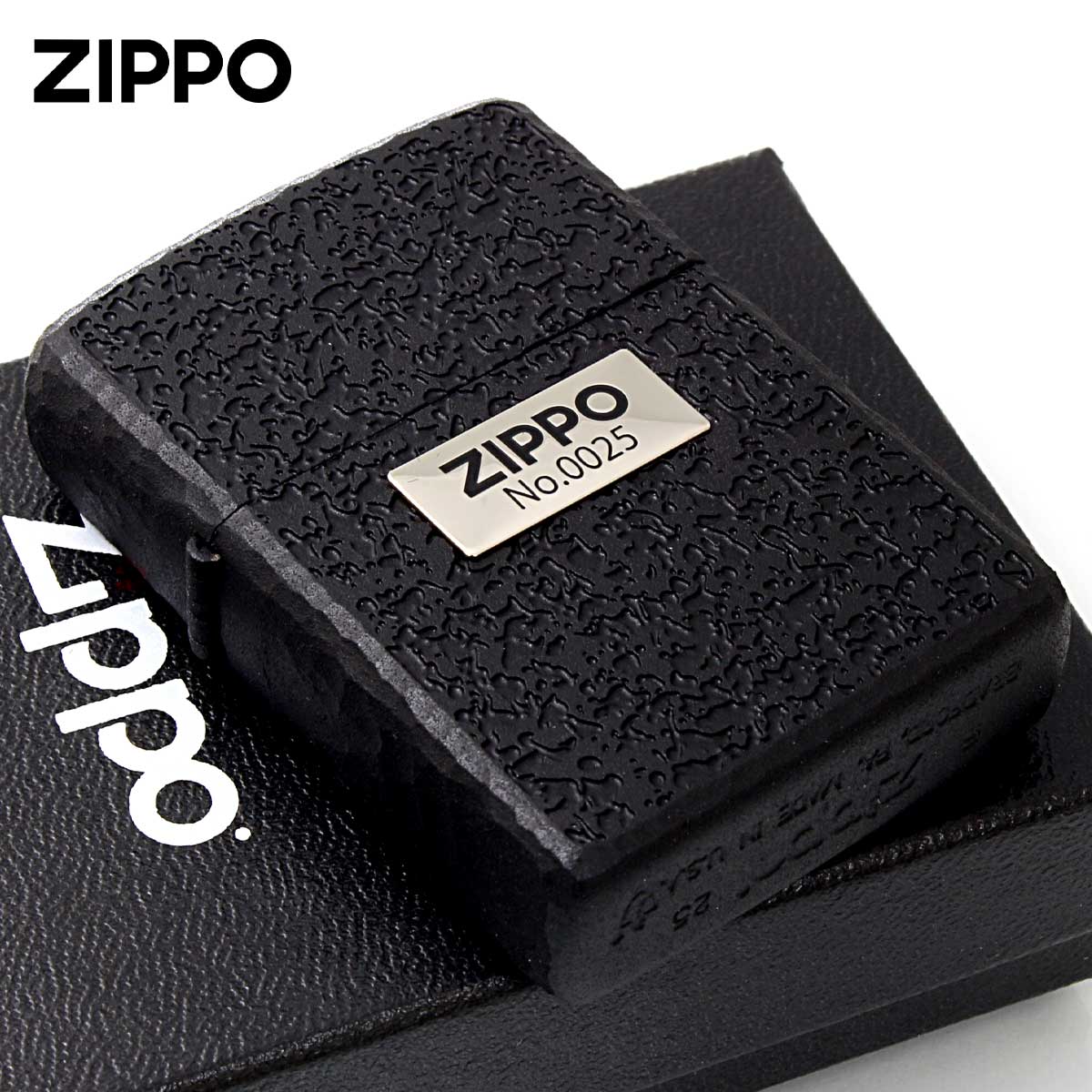 Zippo ジッポー ARMOR アーマー ZIPPO LOGO METAL ディープ ブラック ジッポ ロゴ メタル シリアル番号 シルバープレート M・3Side Leuter DB S
