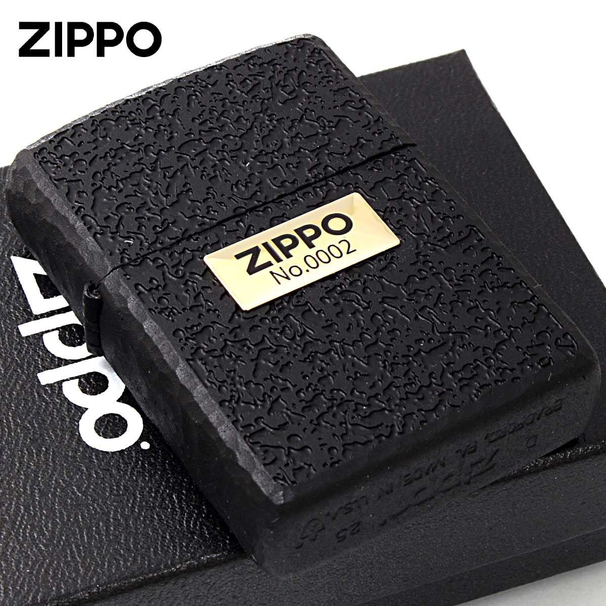 Zippo ジッポー ARMOR アーマー ZIPPO LOGO METAL ディープ ブラック ジッポ ロゴ メタル シリアル番号 ゴールドプレート M・3Side Leuter DB G