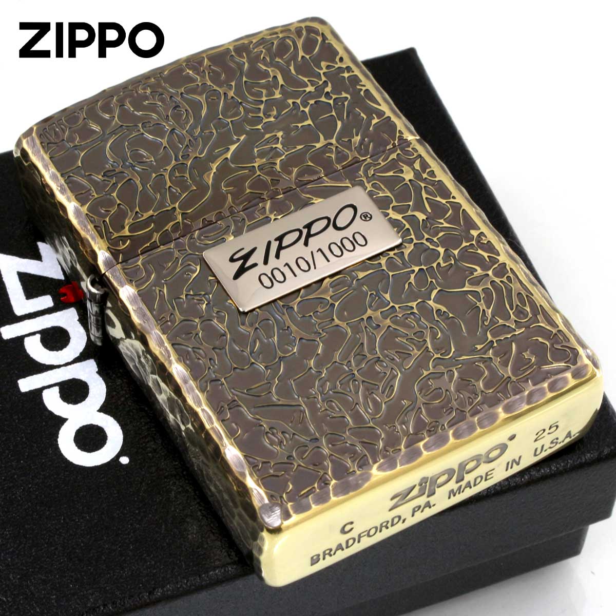 Zippo ジッポー 限定1,000個 ZIPPO LOGO METAL ジッポ ロゴ メタル ブラス 5面加工 3Side Leutor LE Brass Oxidized BO