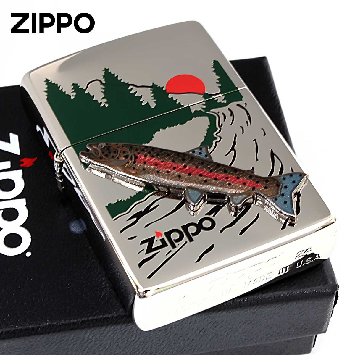 Zippo ジッポー 七宝メタル 淡水魚 フィッシング 釣り イトウ メール便可