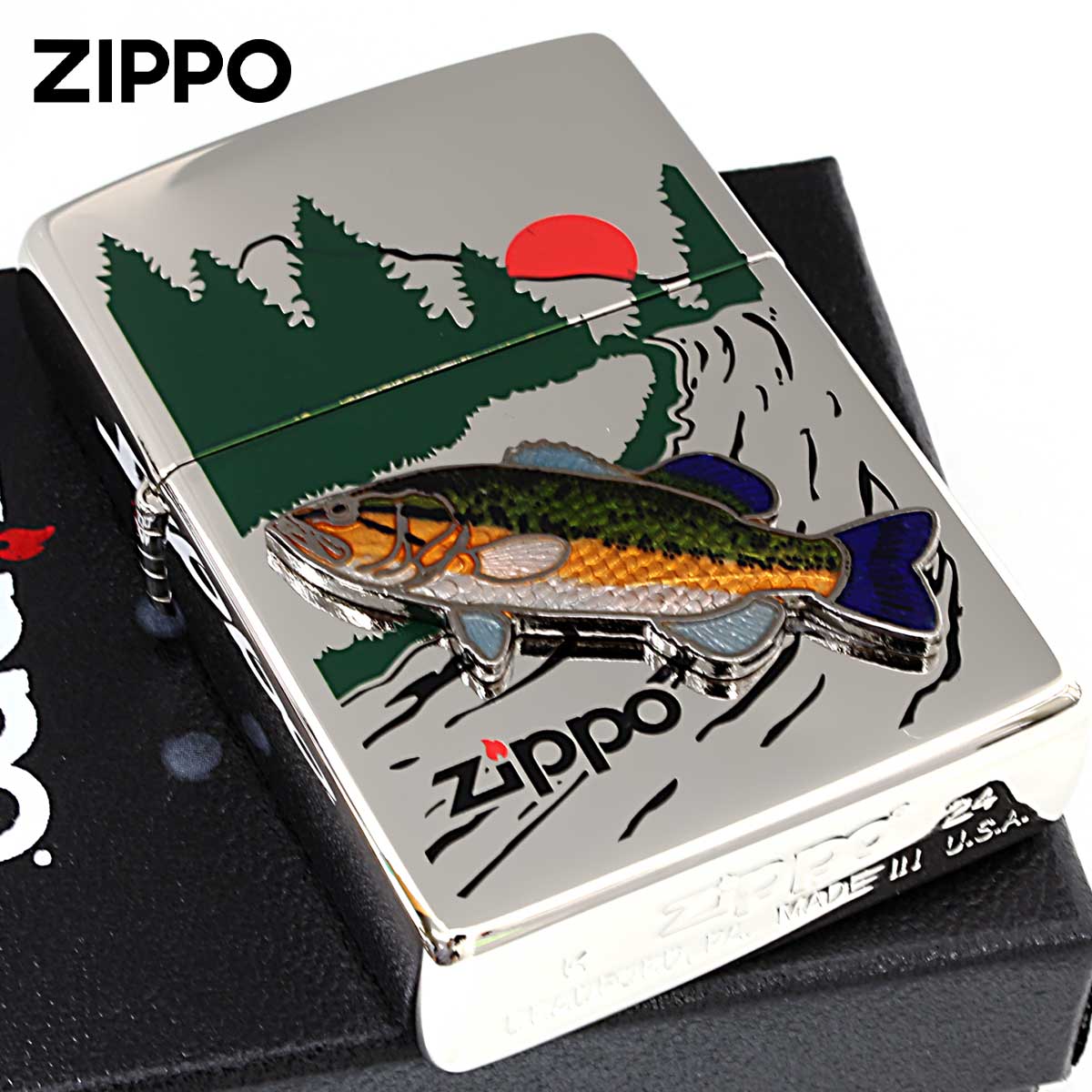 Zippo ジッポー 七宝メタル 淡水魚 フィッシング 釣り ブラックバス メール便可