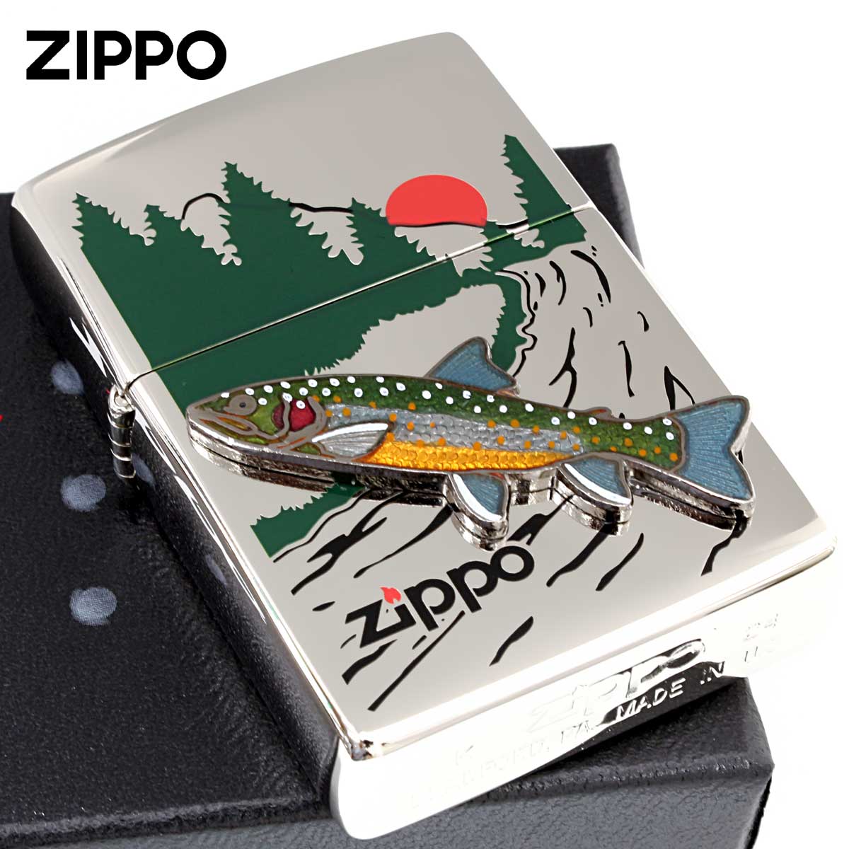 Zippo ジッポー 七宝メタル 淡水魚 フィッシング 釣り イワナ メール便可