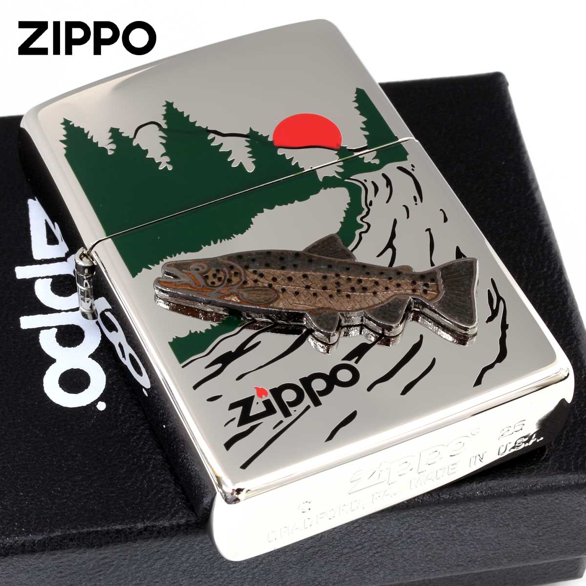 Zippo ジッポー 七宝メタル 淡水魚 フィッシング 釣り ブラウントラウト メール便可