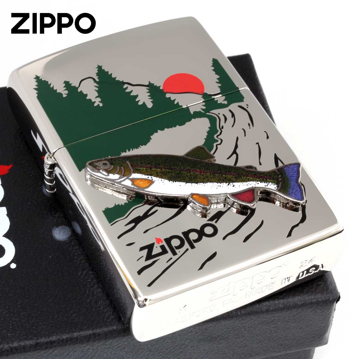 Zippo ジッポー 七宝メタル 淡水魚 フィッシング 釣り ニジマス メール便可