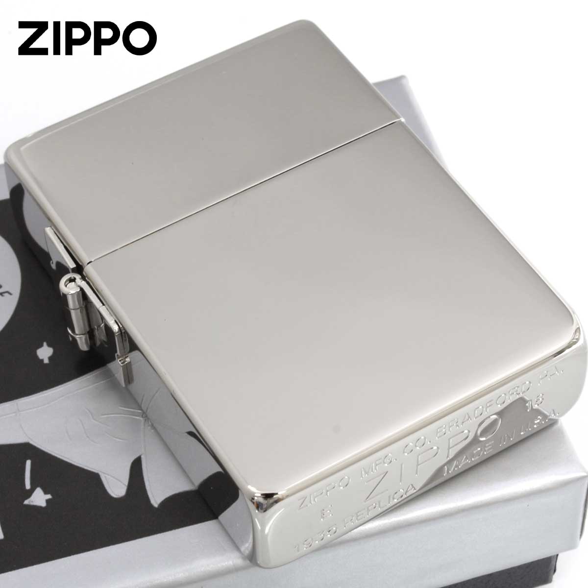 Zippo ジッポー 1935レプリカ ホワイトニッケル ポリッシュ 1935WH メール便可