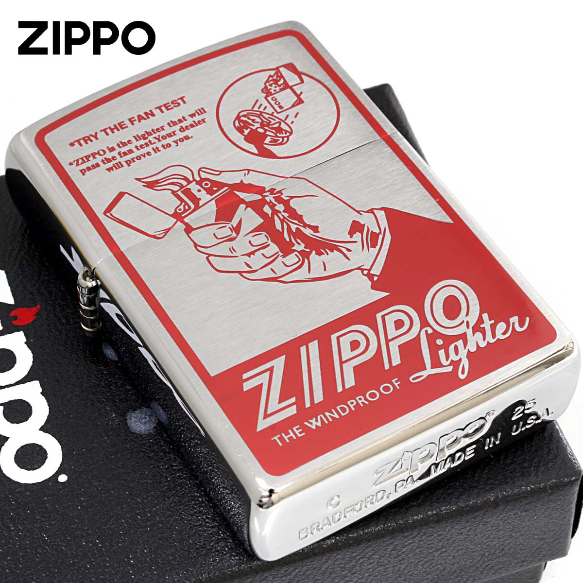 Zippo ジッポー オールドポスター TRY THE FAN TEST レッド FAN-RD メール便可