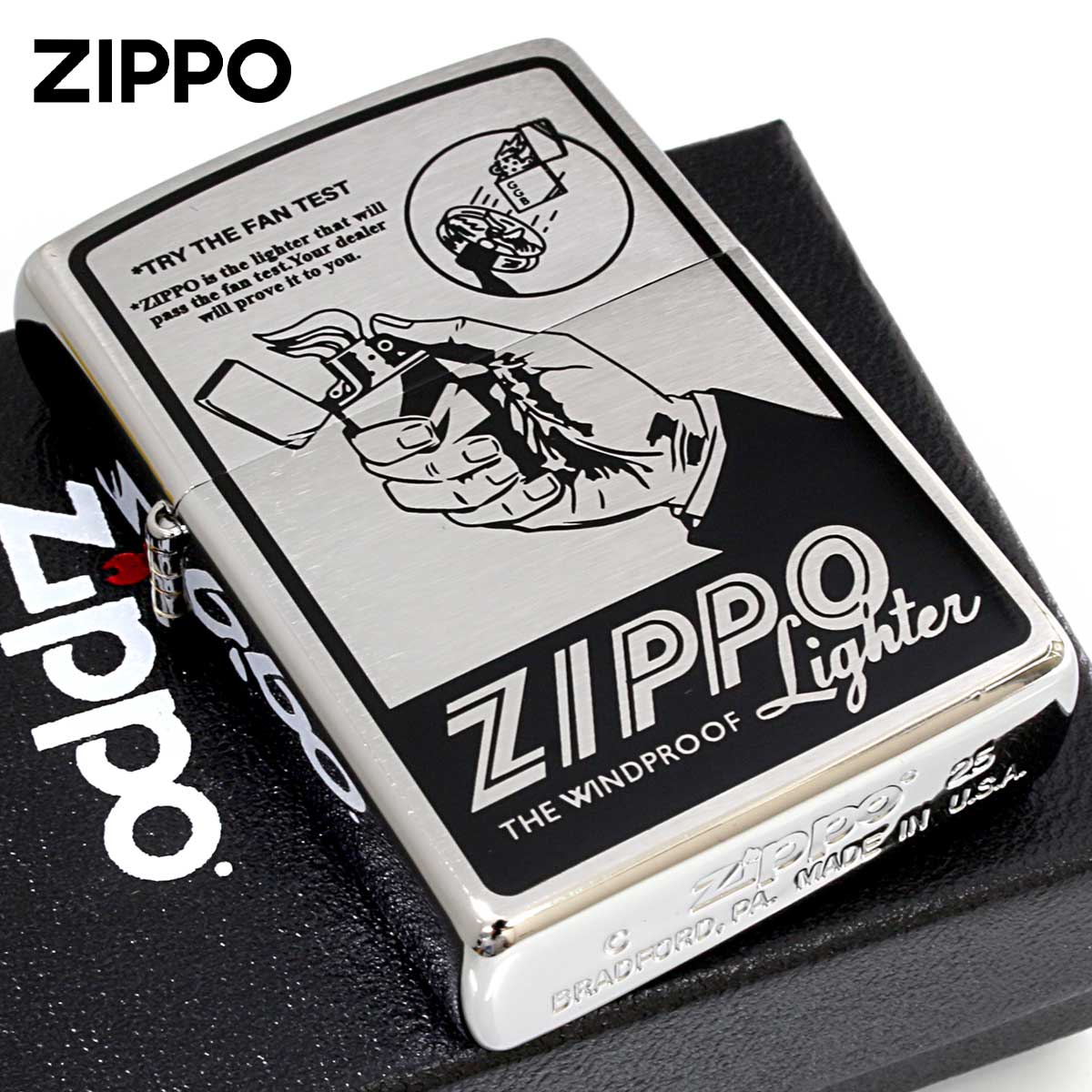 Zippo ジッポー オールドポスター TRY THE FAN TEST ブラック FAN-BK メール便可