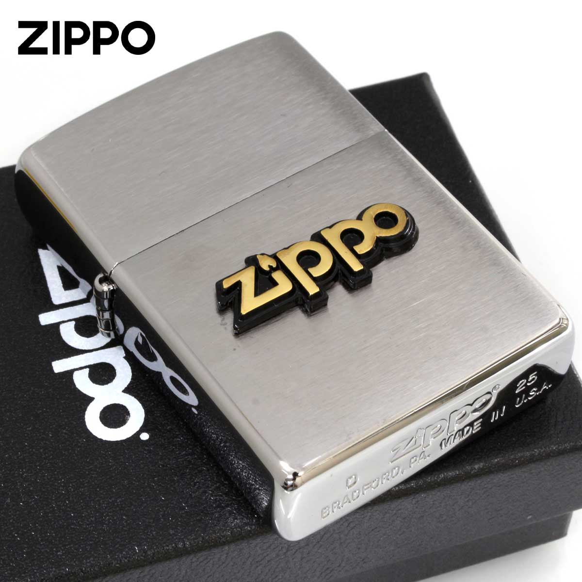 Zippo ジッポー #200 ZIPPO LOGO Metal ジッポ ロゴ メタル貼り メール便可