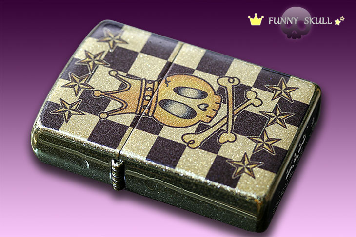 Zippo ジッポー FUNNY SKULL ファニースカル チェック柄 ラメ 2ASPG-CKSKL メール便可