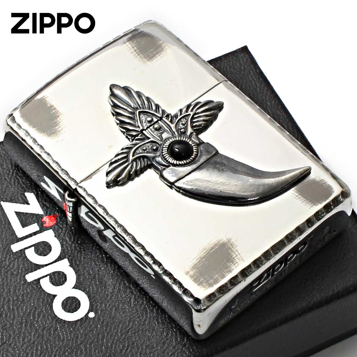 Zippo ジッポー インディアンジュエリー エンブレム シルバーいぶし INDIAN EMBLEM 2SIMO-FANG メール便可