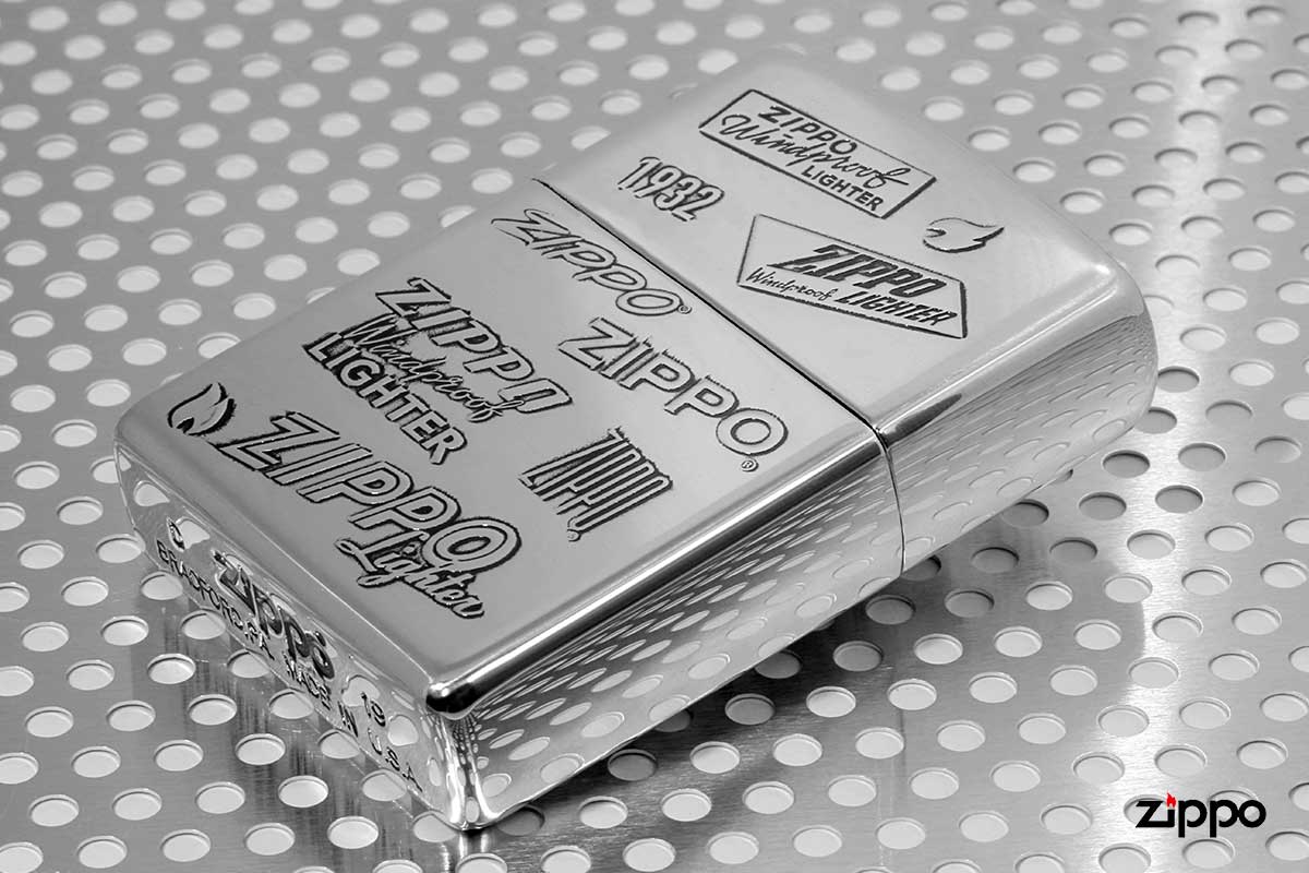 Zippo ジッポー 歴代 ジッポー ロゴ 両面加工 銀メッキいぶし ZIPPO 