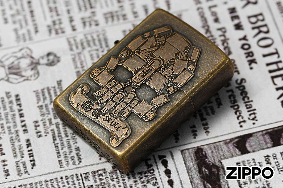 Zippo ジッポー OLD DESIGN METAL PLATE オールドデザイン メタルプレート 2BB-SKULLM メール便可