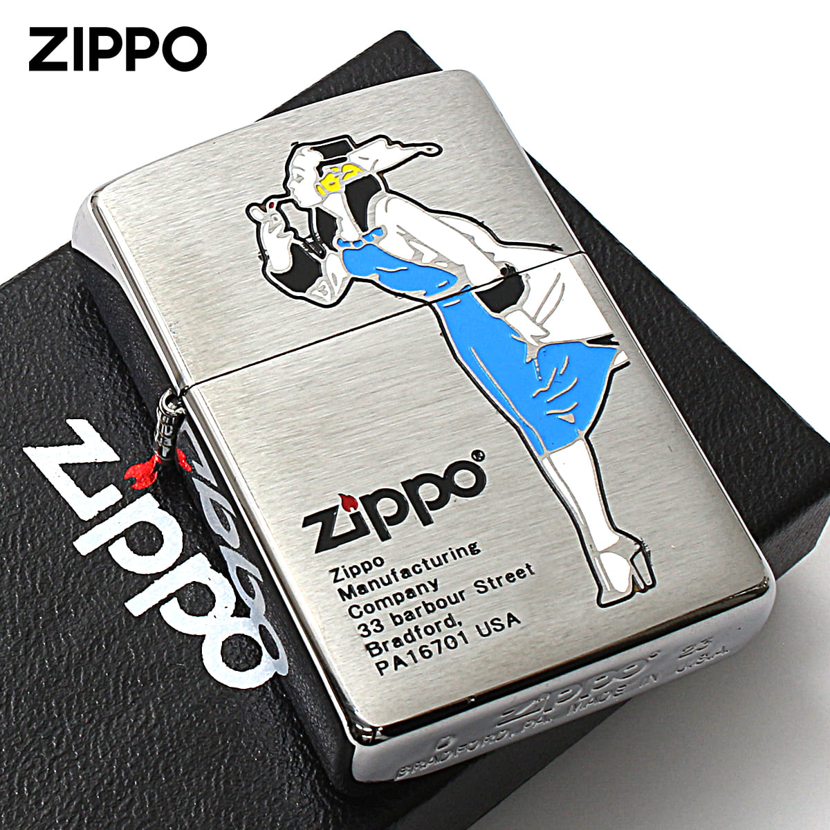 Zippo ジッポー ウインディ ウインドプルーフ レディ オールドデザイン ブルー WINDY DESIGN 200-WINDYBL メール便可