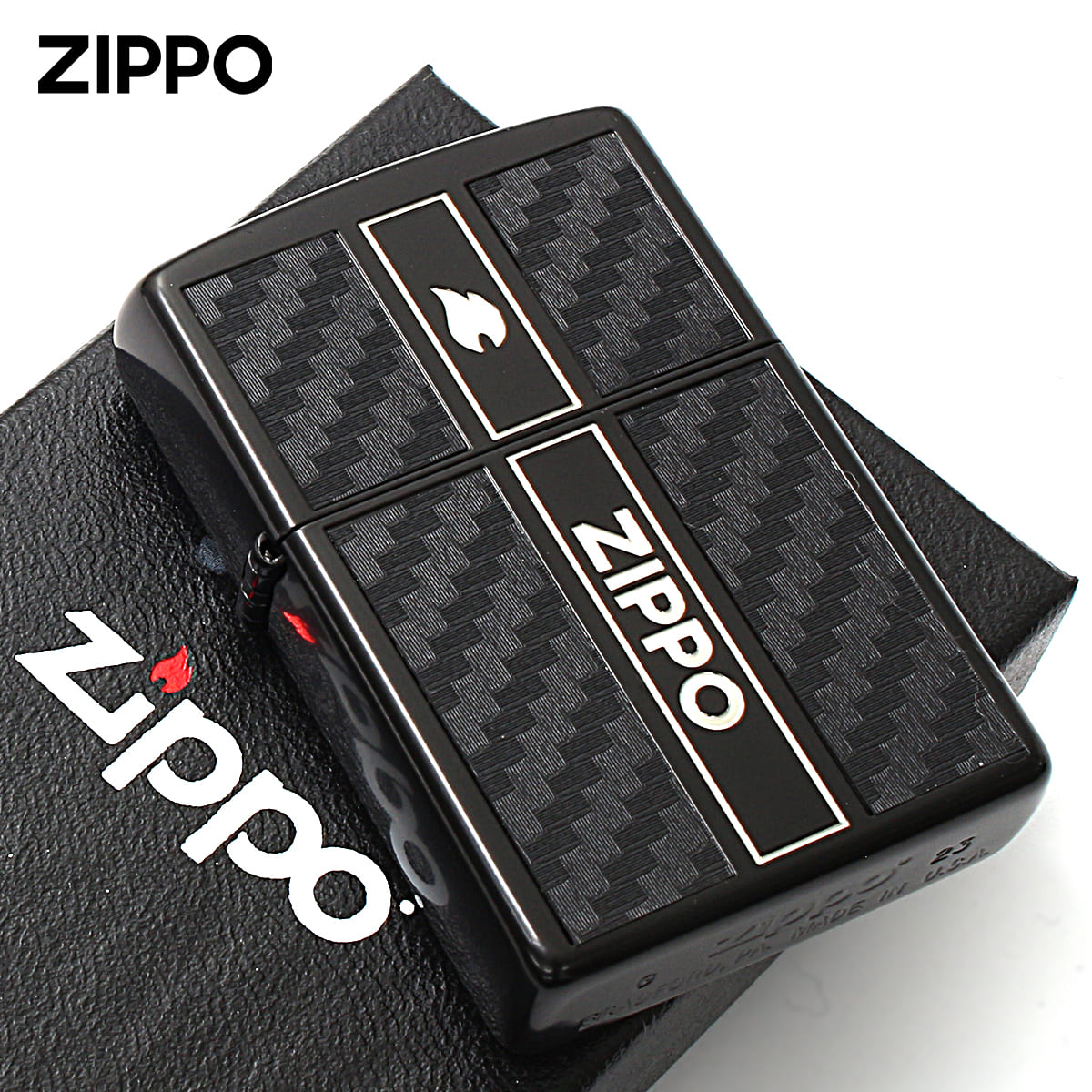 Zippo ジッポー カーボン 炎 アイコンフレーム ジッポ ロゴ