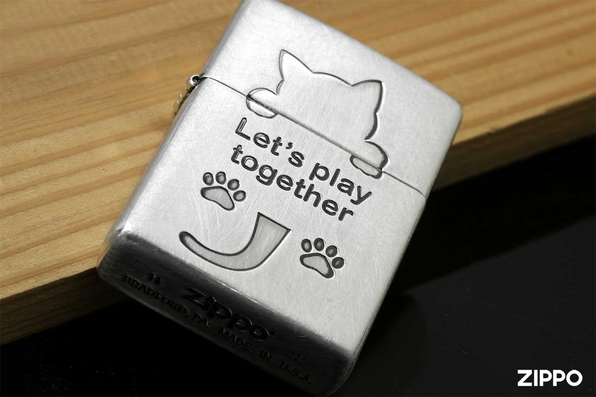 Zippo ジッポー CAT Series Let's play together キャットシリーズ 一緒に遊ぼう 銀メッキ 2UDSI-CAT メール便可