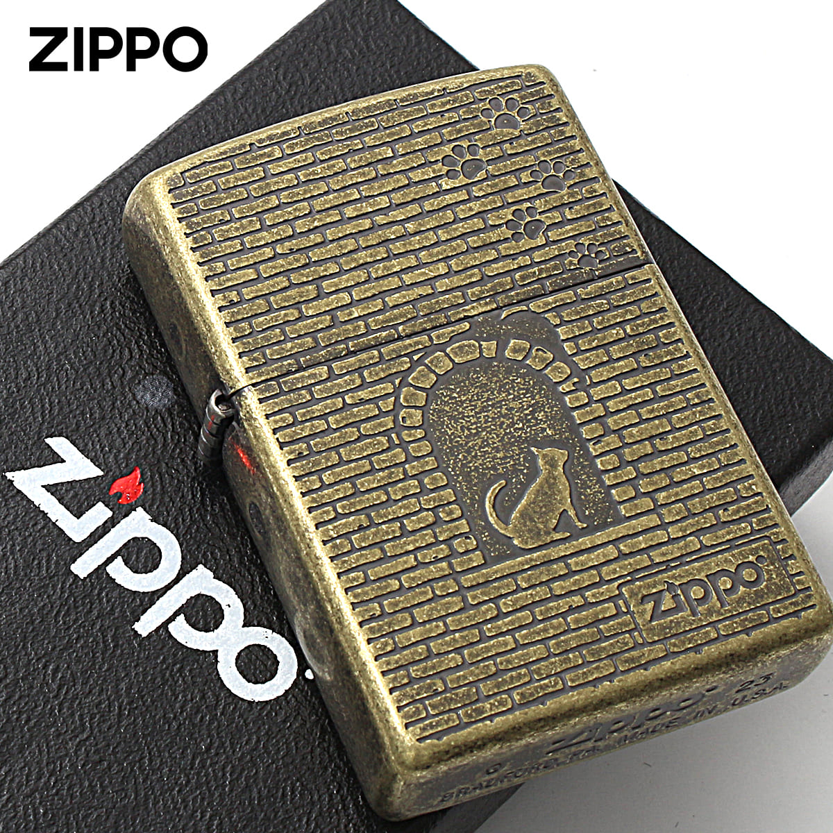 Zippo ジッポー ネコ 猫 Cat 窓辺に猫 真鍮バレル CAT Series Cat in brick window 2BIB-BLOCKCAT メール便可
