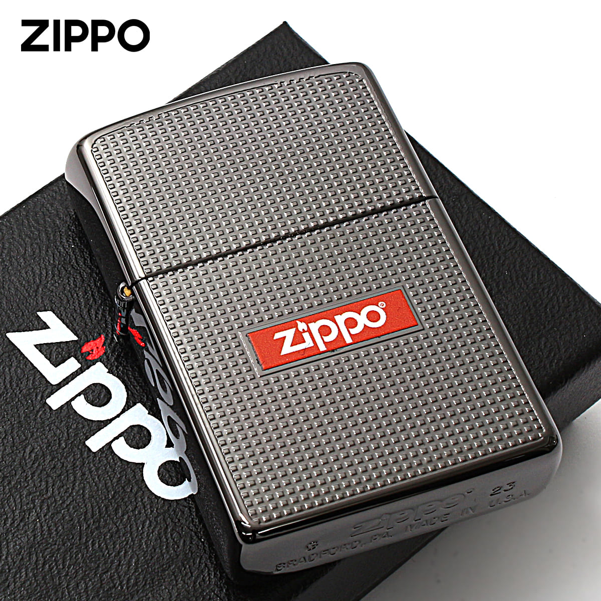 Zippo ジッポー ドット ジッポ ロゴ ブラックニッケル DOT & ZIPPO LOGO 2BN-CUTLOGO