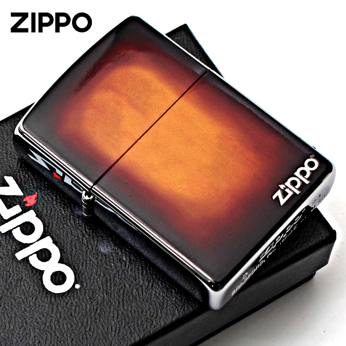 Zippo ジッポー サンバースト ジッポ ロゴ ZIPPO LOGO SUNBURST 裏面 木目調 200-CHSB メール便可