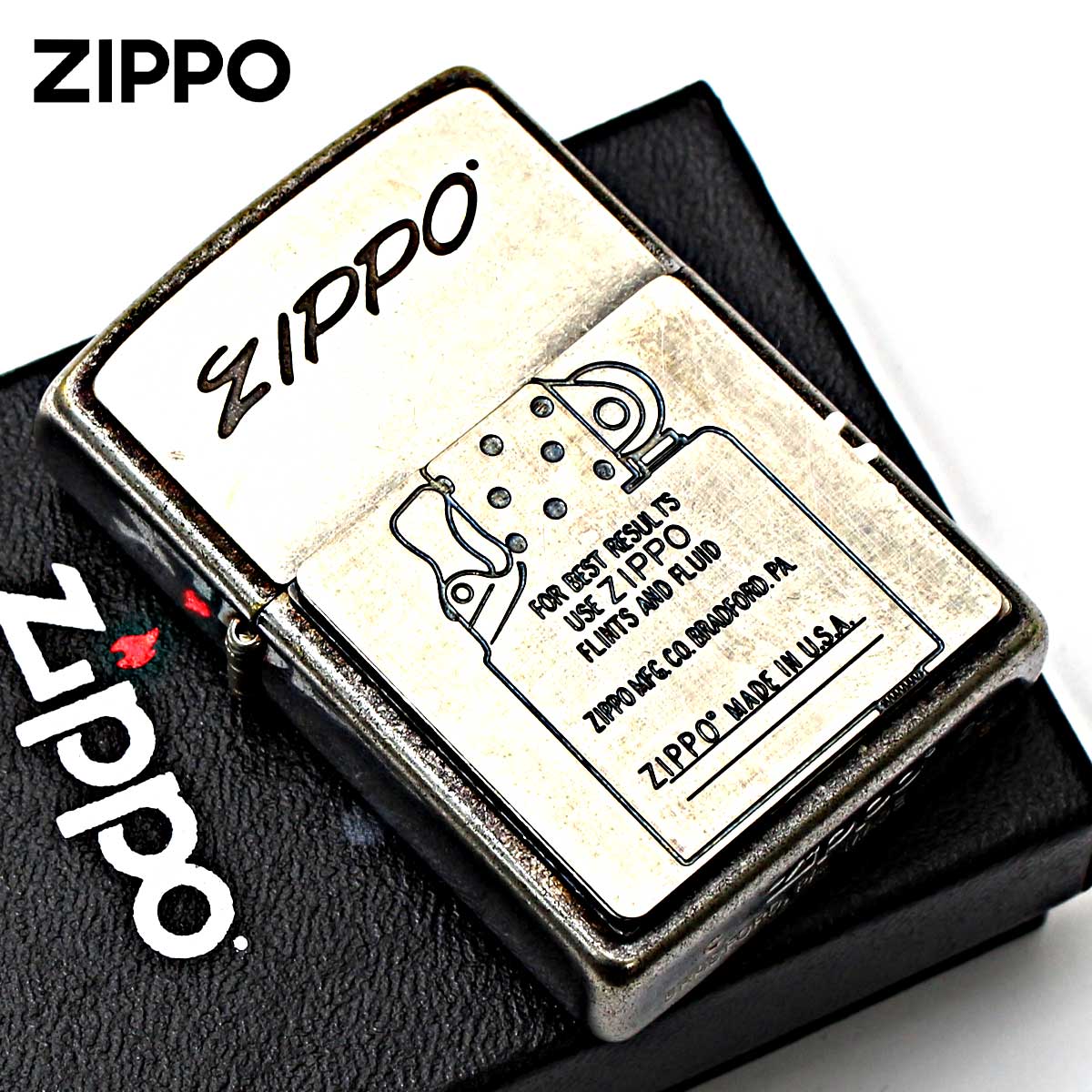 Zippo ジッポー 炎 アイコンフレーム ギミック トリックアクション クロームバレル 2CB-TRFIRE メール便可