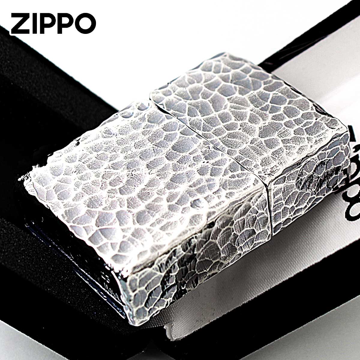Zippo ジッポー ハンマートーン 槌目 フルメタルジャケット 銀メッキ いぶし仕上げ 2FMJ-SI