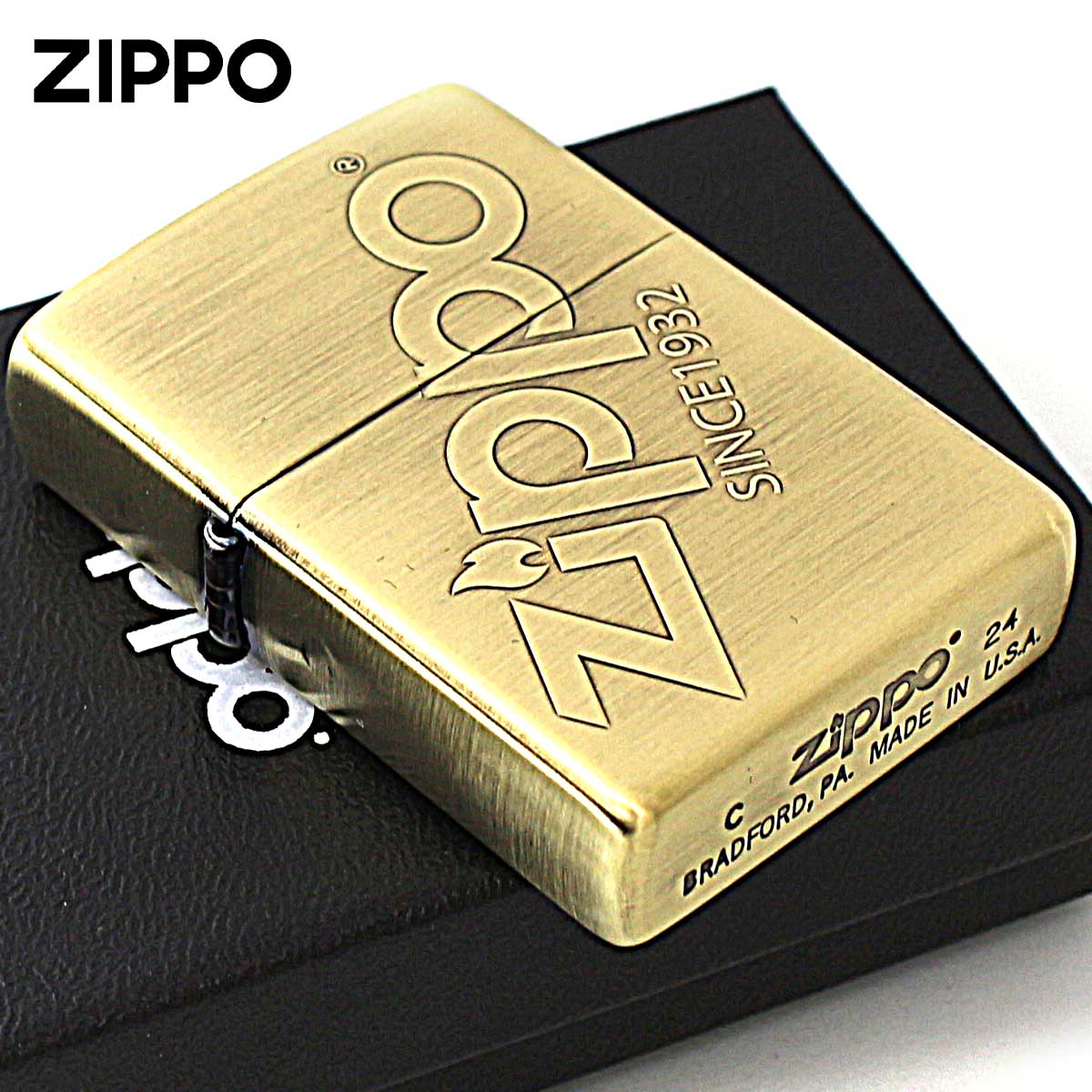 Zippo ジッポー ジッポ ロゴ ZIPPO LOGO 真鍮メッキ 古美仕上げ 205-Z メール便可